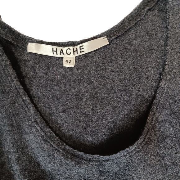 HACHE A-Line Dress Loose Fit Size 6 IT42 Gray Grey Black Asymmetrical Sleeveless - Picture 5 of 8